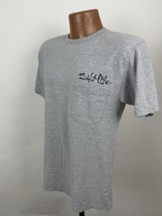 Salt Life Shirt Mens Medium Heather Gray Pocket Tee Deep Sea Fishing Outdoor Dad