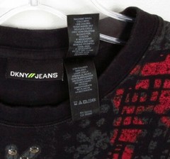 Sz L 2004 Rock The Vote DKNY JEANS Studded T-shirt ~ Black 95% Cotton 5% Spandex