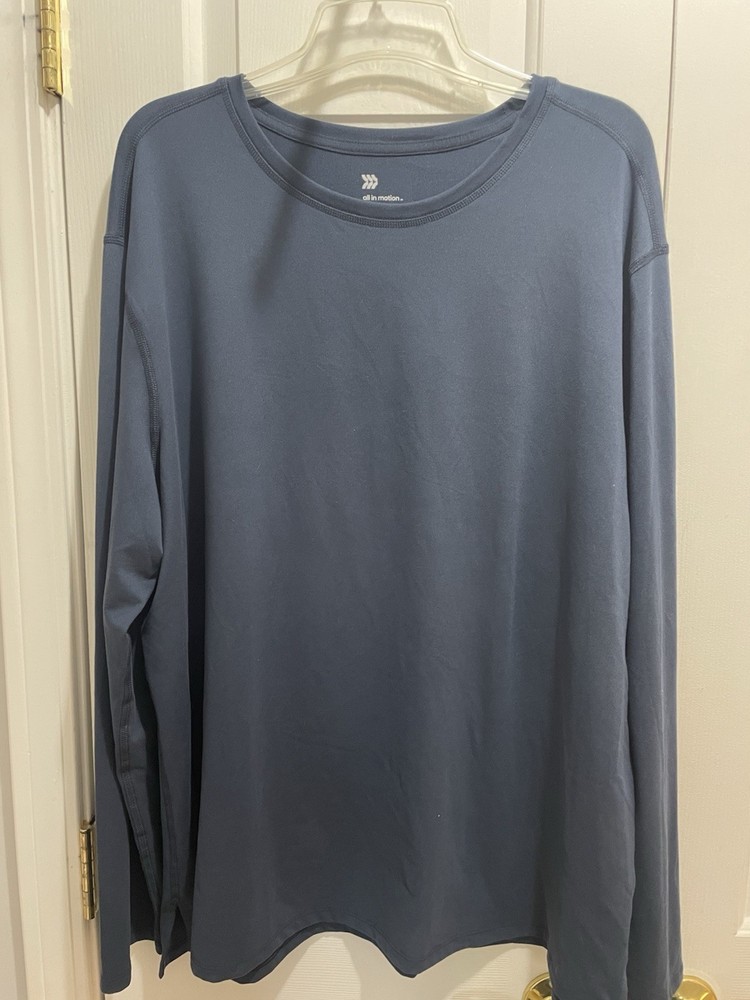 All in Motion Long Sleeve Mens Shirt, Stretch, Size XXL, Easy Care