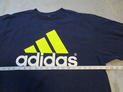 Vintage Adidas Shirt Mens XL Blue Yellow Triangle Logo Three Stipe Spell Out