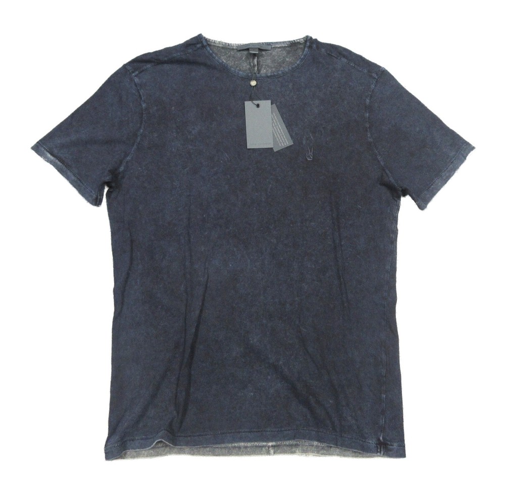 John Varvatos Oiled Blue Multi-Layer Dye Process Peace Sign Crew-Neck T-Shirt