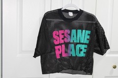 Men’s Black Mesh Crop Top, Sesame Place, Rudman Sportswear, One Size Fits Most
