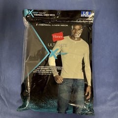 Hanes Ultimate X-Temp Thermal Crew Neck Long Sleeve Tagless Sz LG, Black