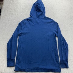 American Giant Mens Blue Long Sleeve Hooded T-Shirt Pullover Size M Made in USA
