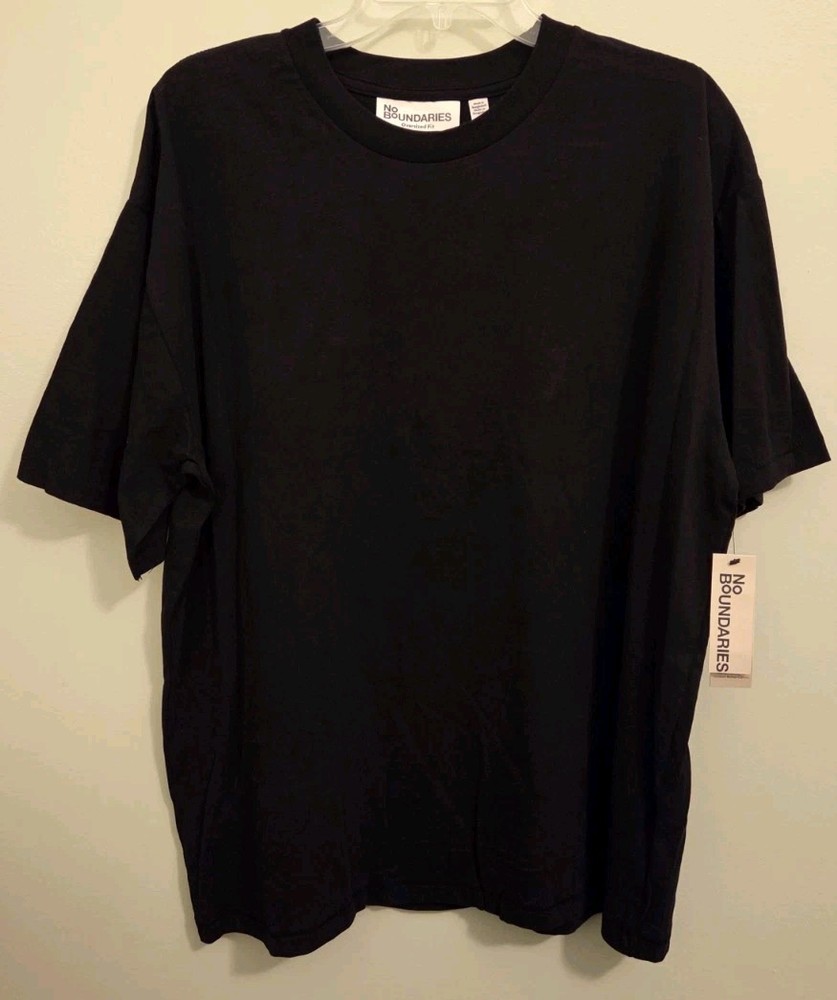 No Boundaries Men’s MEDIUM Oversize Cotton Tee BLACK T-Shirt #10726