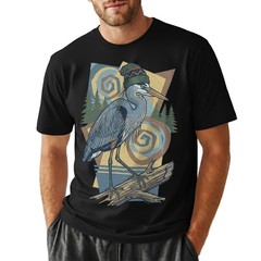 Great Blue Heron T-Shirt Beanie Hat Geometric Outdoor Nature Bird Lover Gift