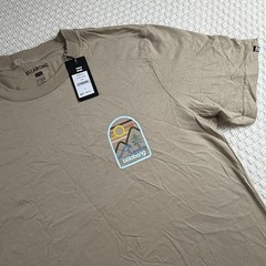 Billabong Men’s Sz L Tan Retro Stripes Graphic Surf T-Shirt 100% Cotton Casual