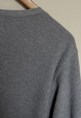 UNIQLO Mens Medium Waffle Knit Thermal Top Grey 3/4 Length Short Sleeves