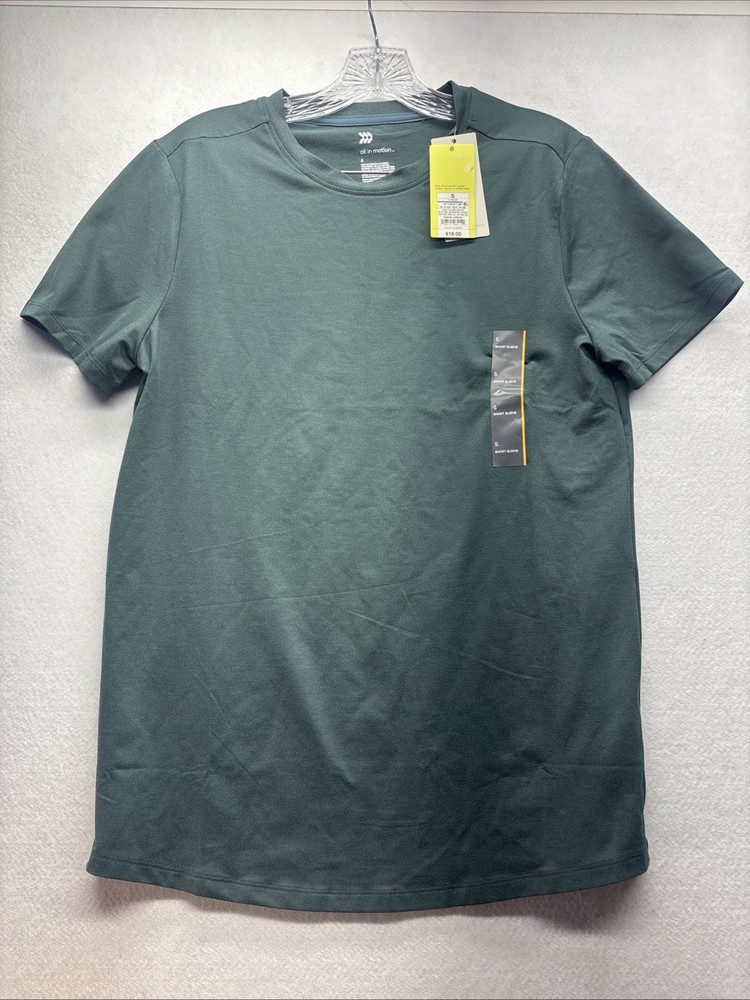 Men’s All In Motion Short Sleeve Soft Stretch Athletic T Shirt Green S NWT