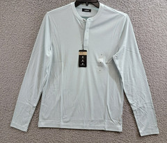 Alfani Alfatech Solid Henley Neck Shirt Men’s S Cloud Blue Long Sleeve Pullover