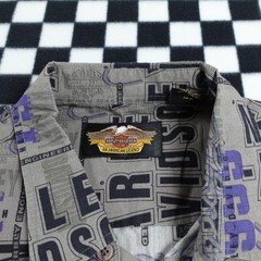 Vintage Harley Davison biker Hawaiian style all over print button up Shirt 2XL