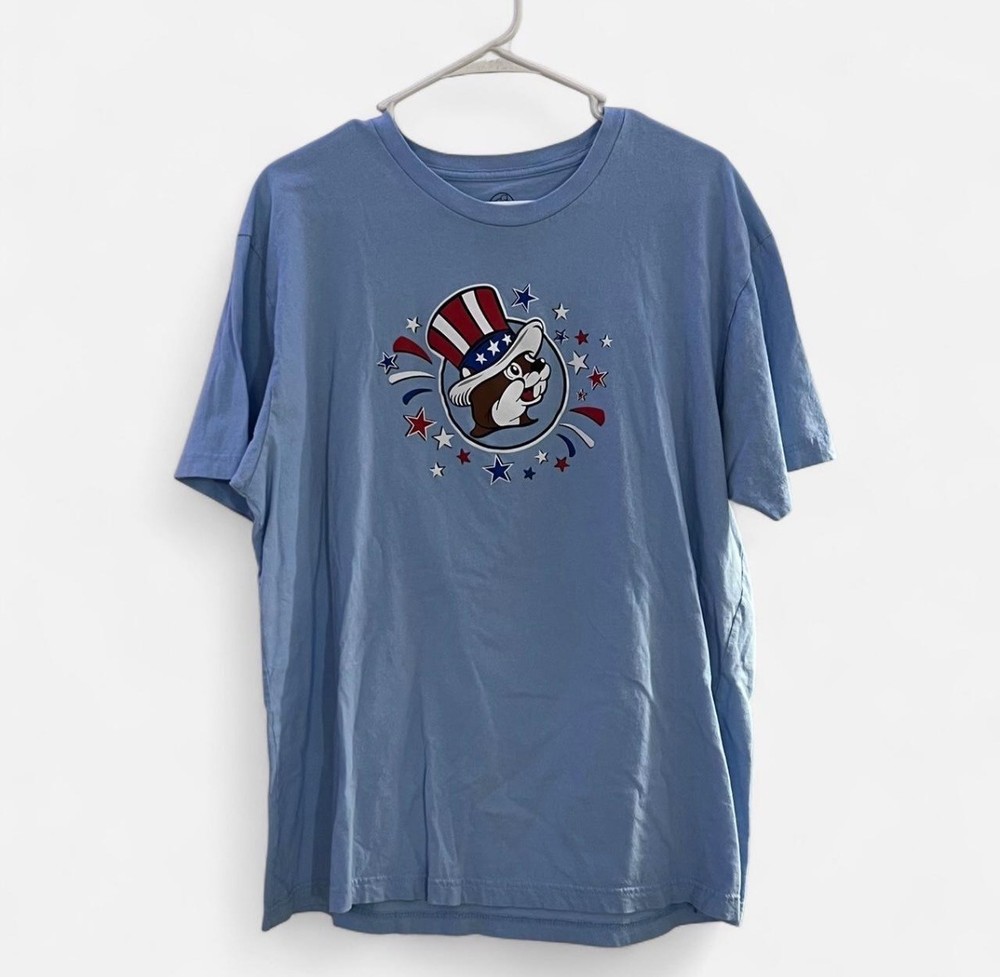 Buc-ees Tshirt USA Liberty Light Blue XL Great Condition