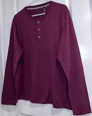 Tailor Vintage Men’s L/S Henley Shirt MEDIUM Button Up Top Maroon Burgundy NWT
