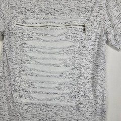 Carbon Mens T Shirt Size L Distressed White Gray Knit Rayon Crew Neck 70’s