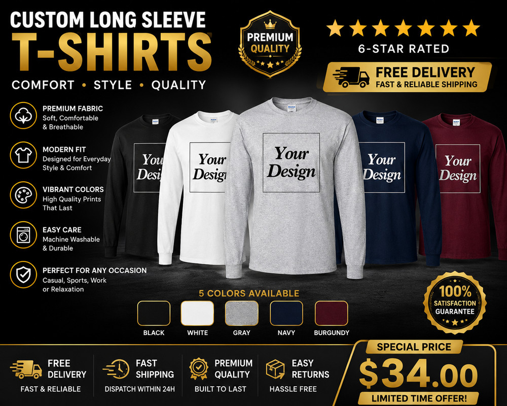 Custom T-Shirt Personalized Photo Logo Text Print 100% Cotton Premium Gift