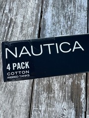 Nautica ~ Men’s 4-Pack Tanks Tops Cotton Blend White Undershirts ~ M (38-40)
