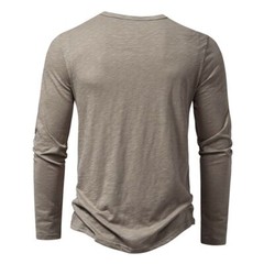 Cotton Henley Neck Shirt-Long Sleeve Button Top Tees Men’s Casual Autumn Fashion