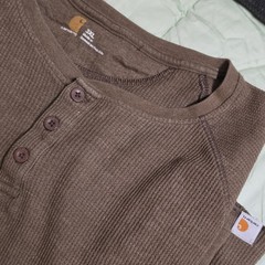 Carhartt Men’s Brown Waffle Knit Henley T-Shirt Solid 3XL Big & Tall