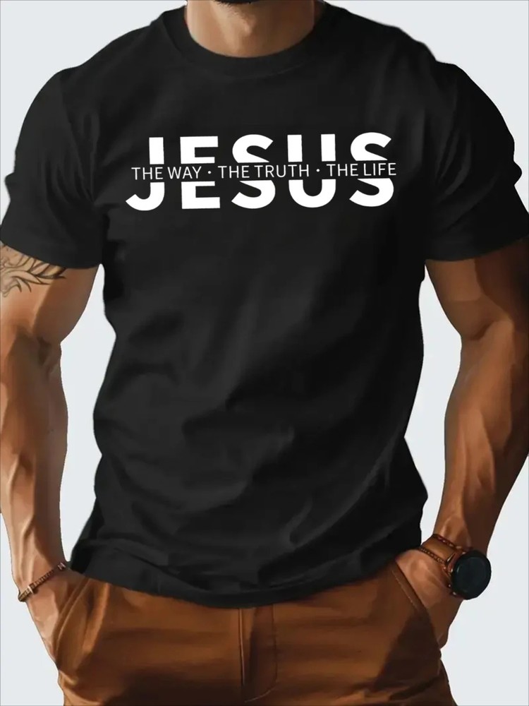 Men’s Christian Faith T-Shirt – Navy Blue Jesus “The Way The Truth The Life” Pri