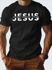 Men’s Christian Faith T-Shirt – Navy Blue Jesus “The Way The Truth The Life” Pri