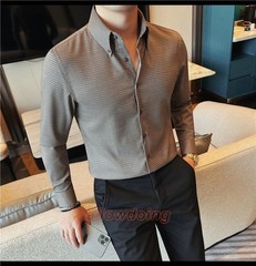 Men’s Long Sleeved Shirt Spring Fashion Slim Fit Business Casual Shirt Tops