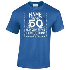 Men’s 50th Birthday T-Shirt Gift Add Name Age and Year Of Birth Customise