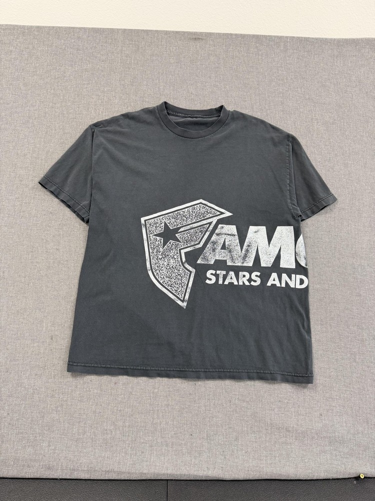 Y2K Famous Stars & Straps T-Shirt Mens XL Black Sun Faded Graphic Streetwear