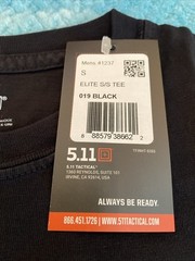 5.11 Tactical Mens Pocket Short Sleeve T-Shirt in Black Size SMALL