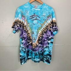 Liquid Blue VTG Aquatic Underwater Dolphins Coral Reef Ocean AOP XL T Shirt Tee