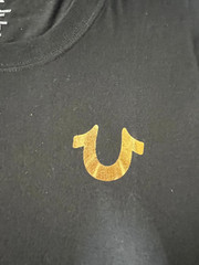 True Religion Metallic TR Seal Graphic Tee – Jet Black – Size Medium – NWT
