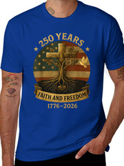 Flag Cross Tree 250 Years Faith Freedom 1776-2026 Unisex T-Shirt