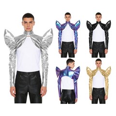 Men Larp Gothic Knight Costumes Alien Futuristic Turtleneck Gothic Armor Shrug