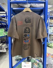 VINTAGE BROWN T SHIRT WORN DISTRESSED PALY HIGH STREET SHORT SUMMER TOP TEE