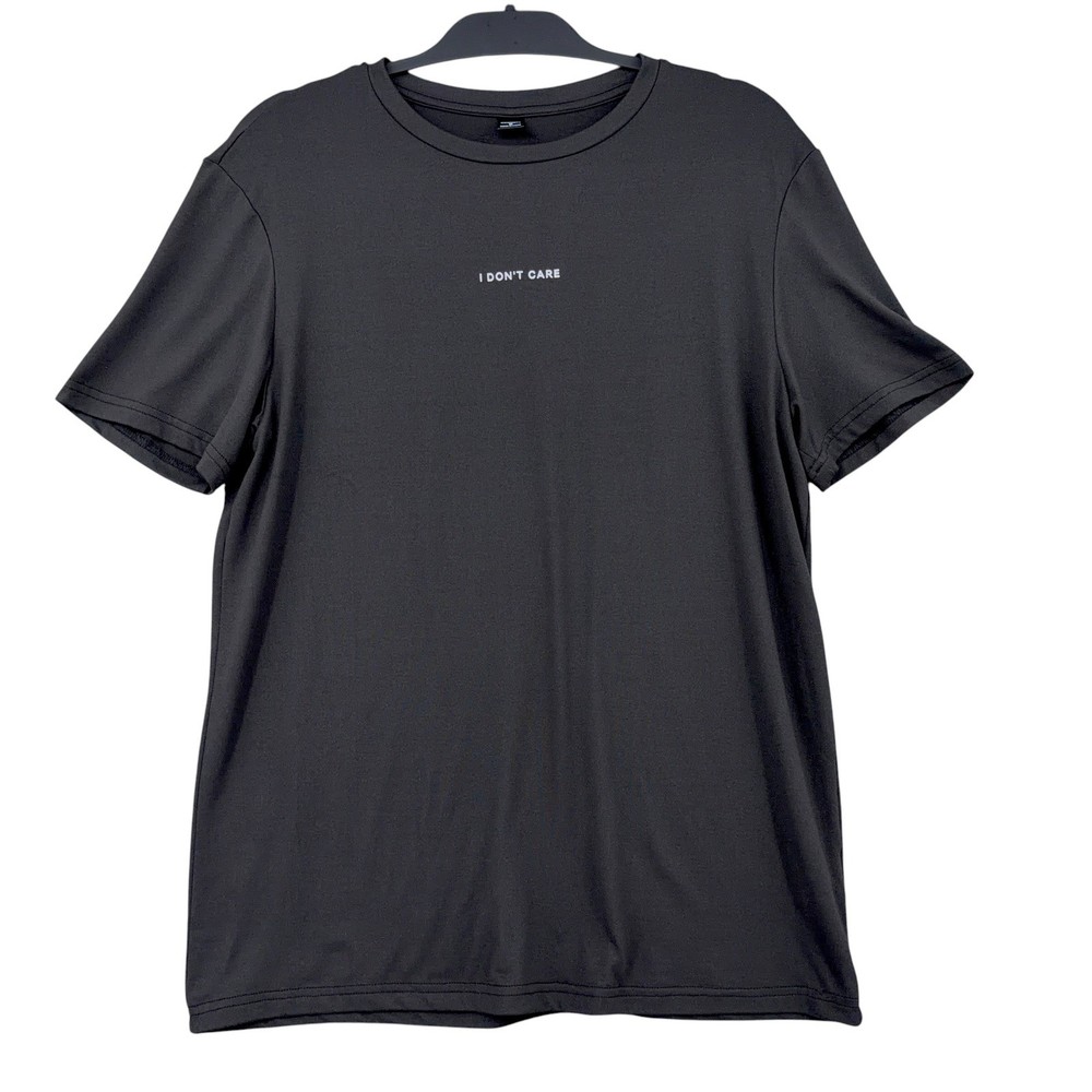 Manfinity I Don’t Care Graphic Tee Men M Polyester Elastane Black