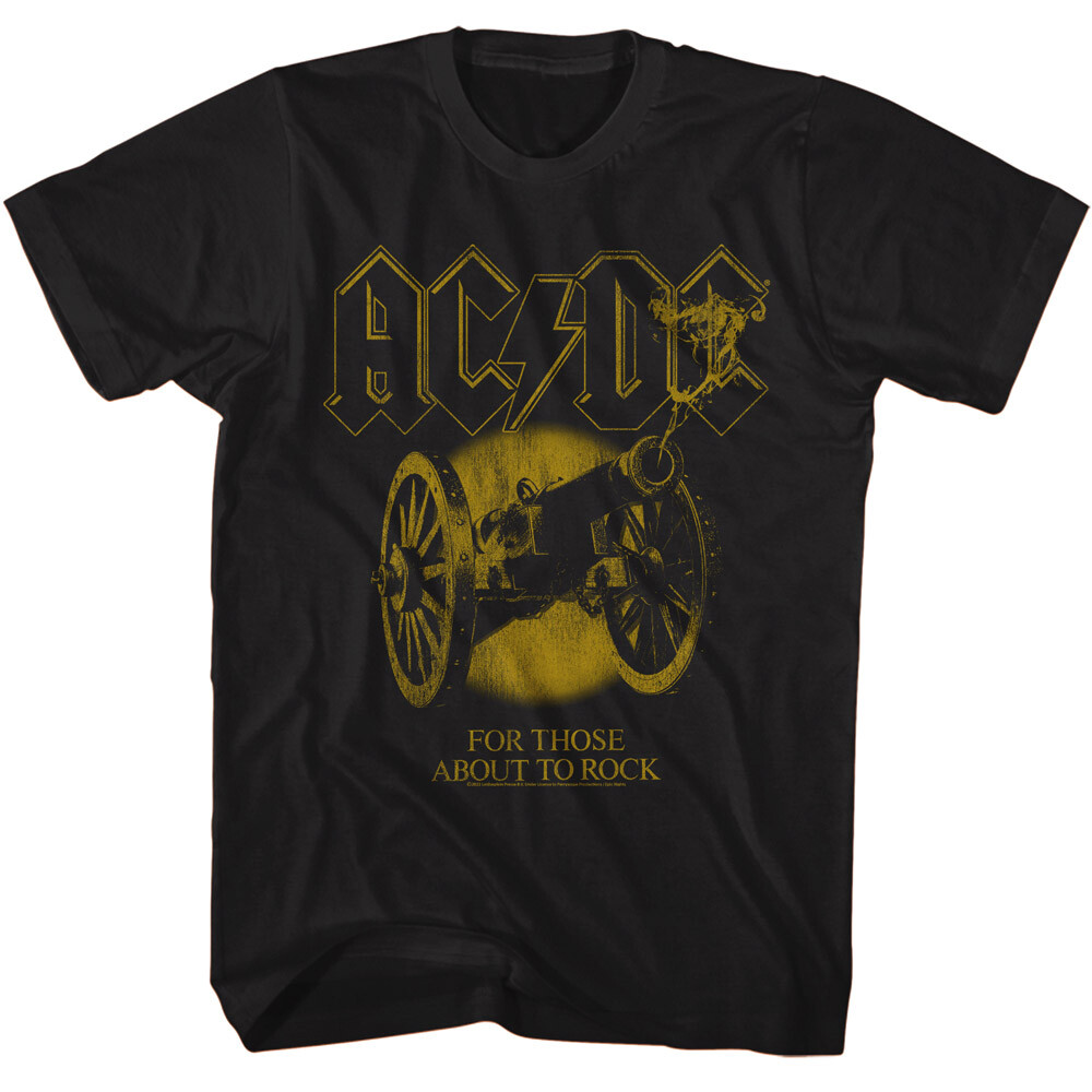ACDC Men’s T Shirt For Those About To Rock Angus Young Rock Concert Black Cotton