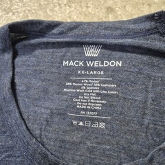 Mack Weldon Merino Wool Cashmere Top Mens 2XL Blue Fine Base Layer Outdoor Ski