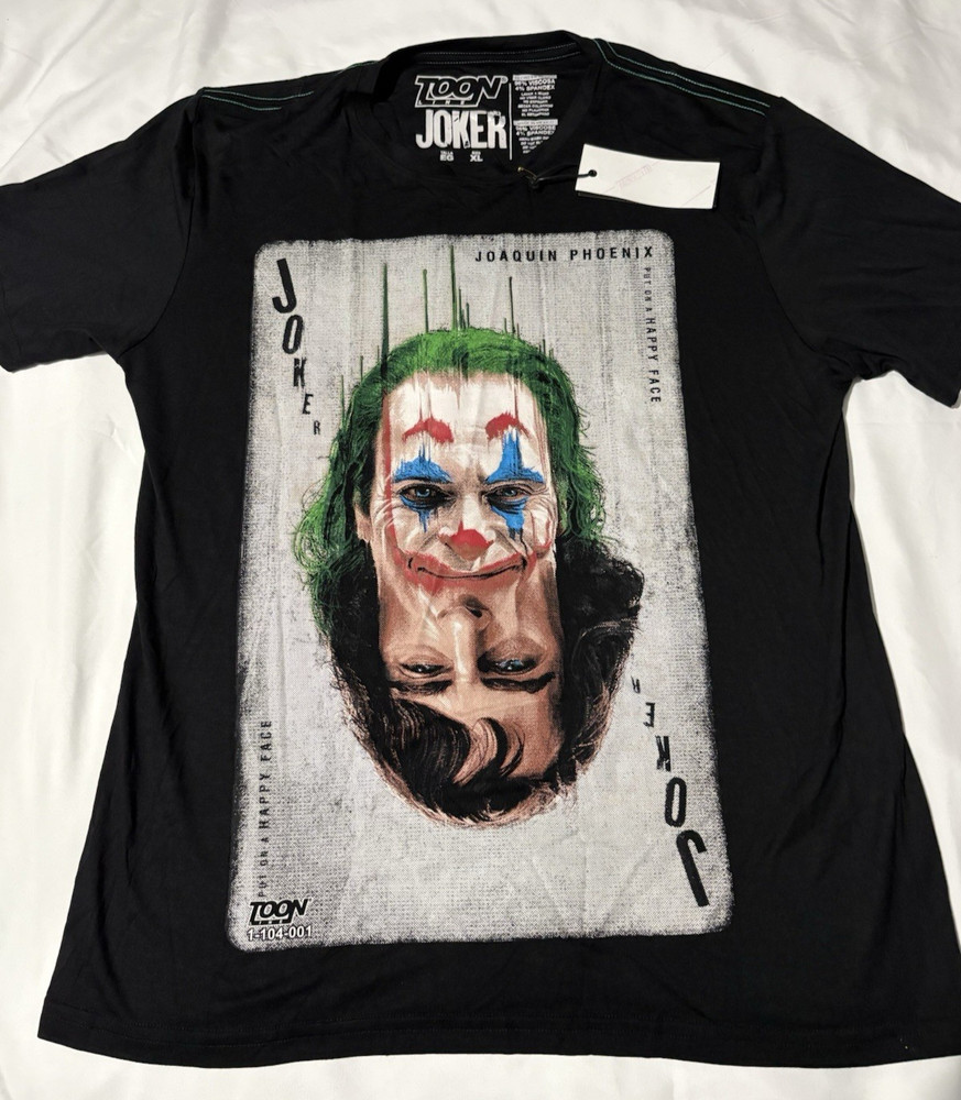 Toon Line Joker Joaquin Phoenix T-Shirt Mens XL Black Movie Graphic New