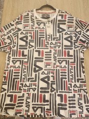 FILA Men’s 4XL Big & Tall White/Black/Red Graphic Logo Crewneck Tee