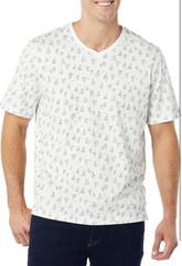 2 Pk. Sz. XS V-Neck Short-Sleeve T-Shirts, Nautical Navy Blue, White w/Sailboats