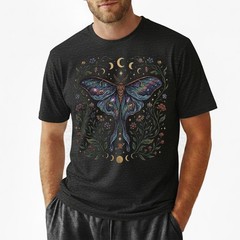 Celestial Luna Moth T-Shirt Galaxy Moon Phases Witchy Boho Nature Lover Gift