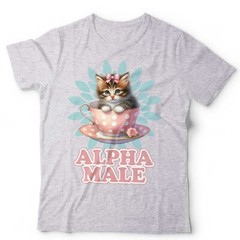 Alpha Male Tshirt Cat Cup Unisex Funny Cute Kitten Boyfriend Husband Gift Retro