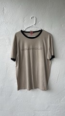 District Threads HOLO HOLO Beige Black Contrast Trim Crew Neck T-Shirt M