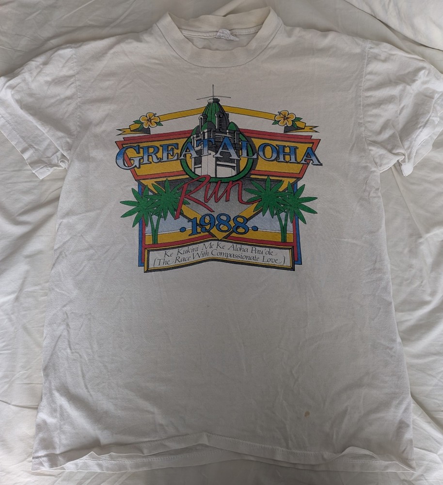 Vintage 1908s Great Aloha Run-Walk 5K Teeshirt Size M