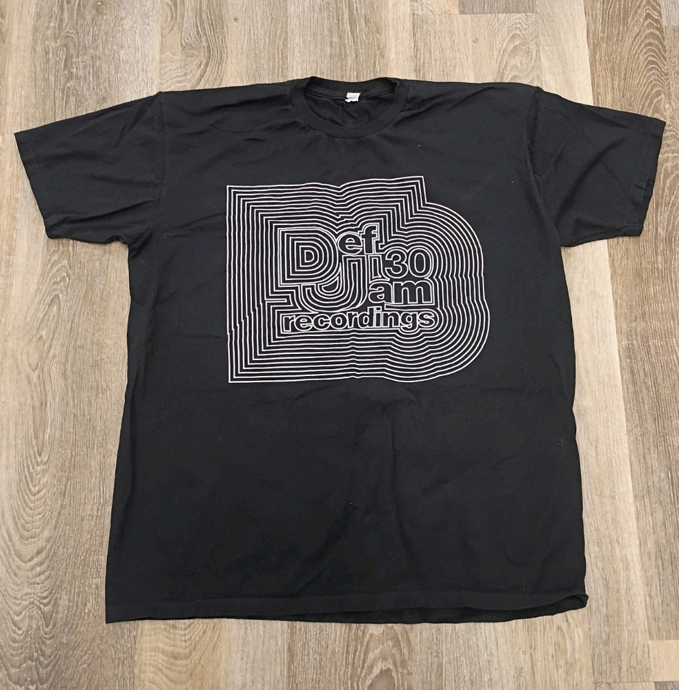Vintage 00s Def Jam Recordings Black Optical Illusion Tee Size XL