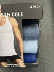 Kenneth Cole New York Athletic Fit Tank Tops Multi Color Soft 4 PK MED BLUES NEW