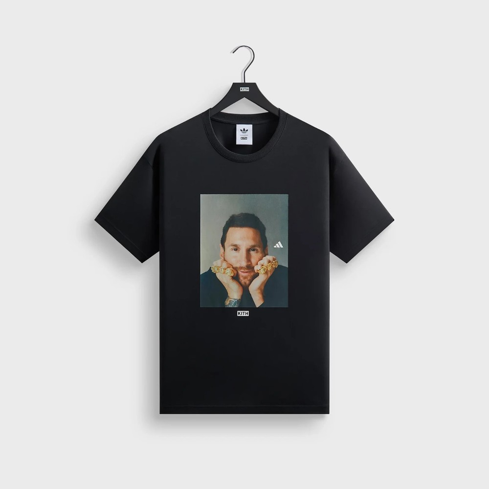 KITH & Messi Adidas Football Soccer Graphic T-Shirt Size Medium Black NEW