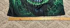 Green Flaming Skull All Over Print T-shirt XL Polyester Spandex
