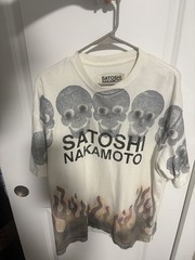SATOSHI NAKAMOTO lost boys white skull tee, Size L