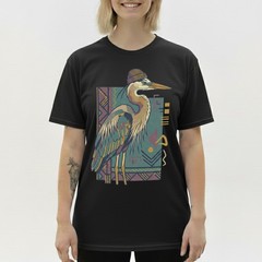Hipster Heron Bird T-Shirt Beanie Hat Geometric Abstract Art Nature Gift