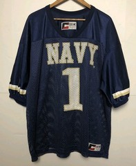 Vintage 90s US Navy Football Jersey Mens 2XL Blue Mesh Satin Cisco Inc 26×30